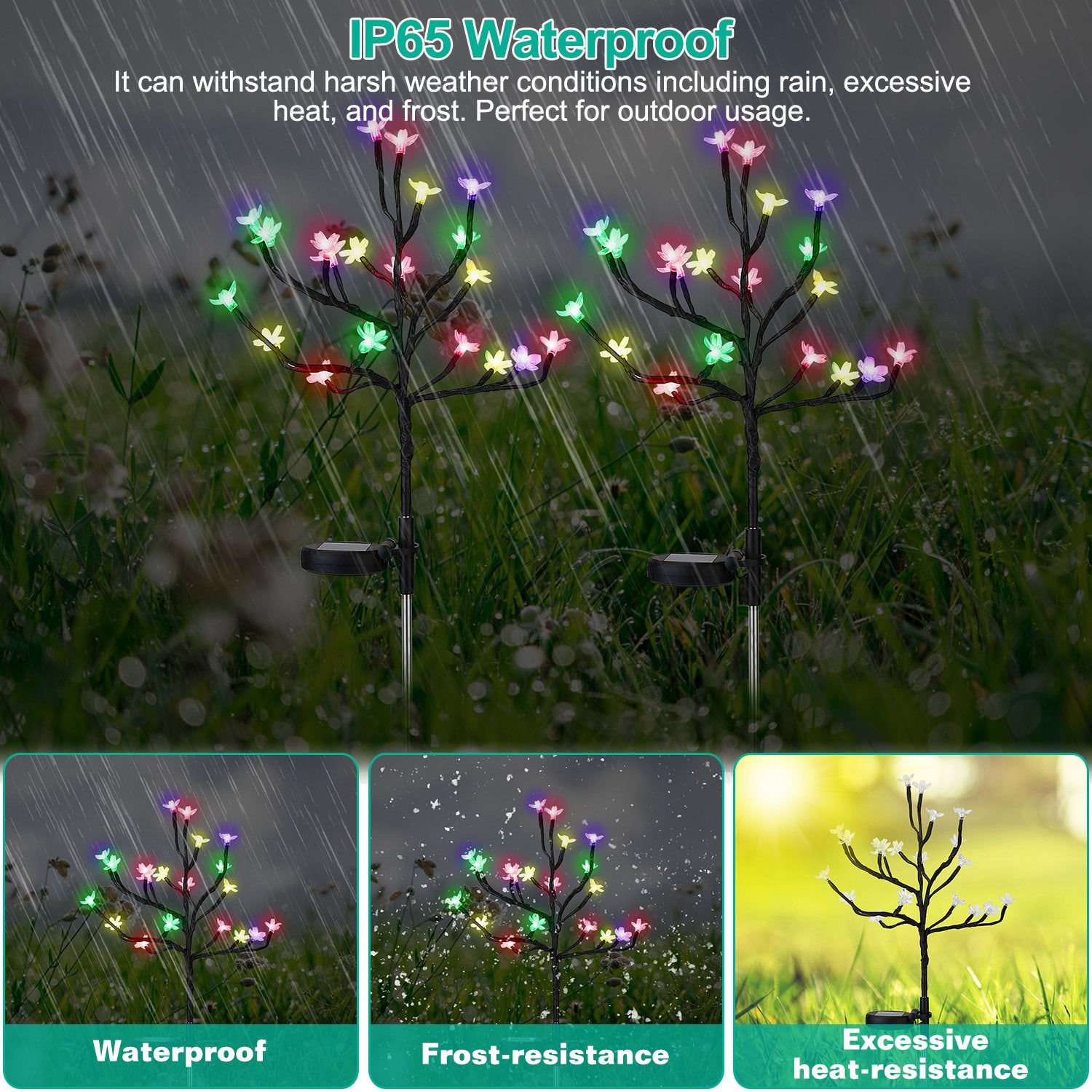 2-Piece: Outdoor Solar Light Cherry Blossom Flower Landscape Light Clearance 2025