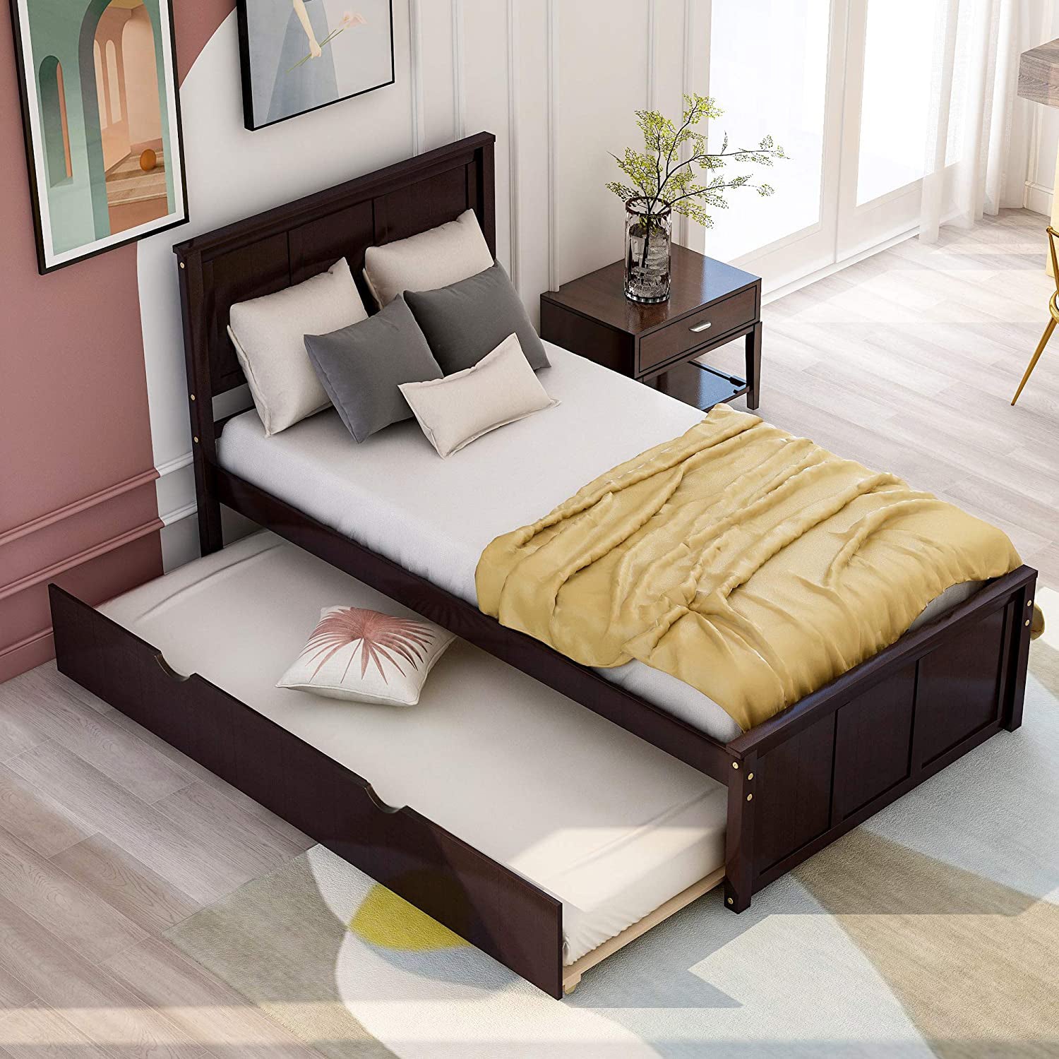 Twin Size Platform Bed with A Trundle Clearance Online Official Site