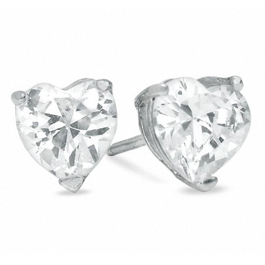 2-Pairs: 6mm Heart-Shaped Cubic Zirconia Stud Earrings Outlet Official