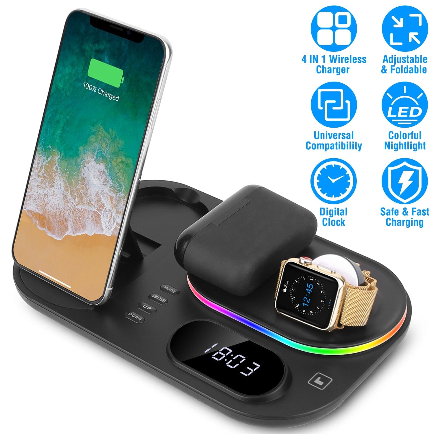 4-in-1 Foldable Wireless Charging Station Stand Dock Inexpensive Cheap Online