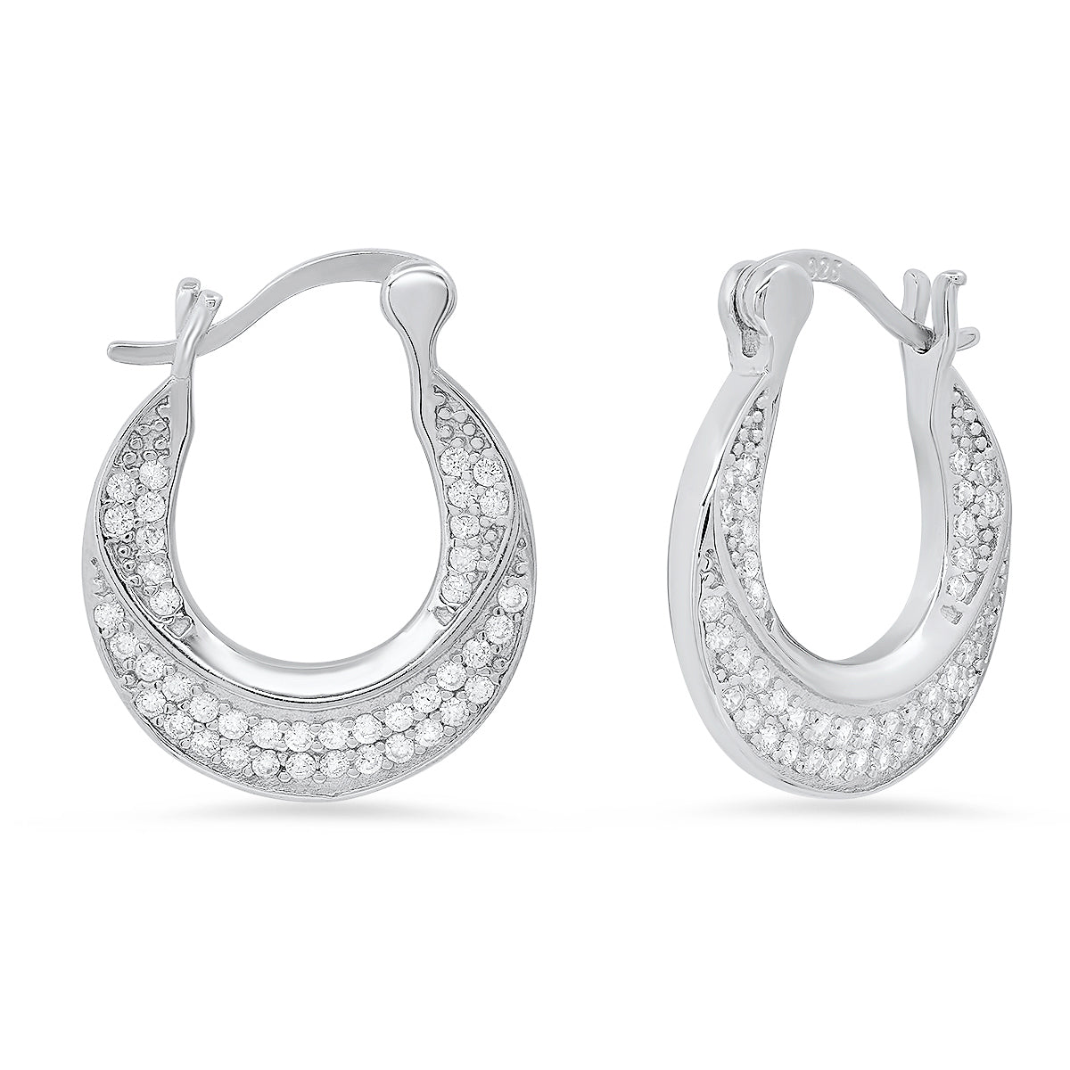 Ladies Sterling Silver And Simulated Diamond Mini Door Knocker Earrings Cheap Sale Shop For