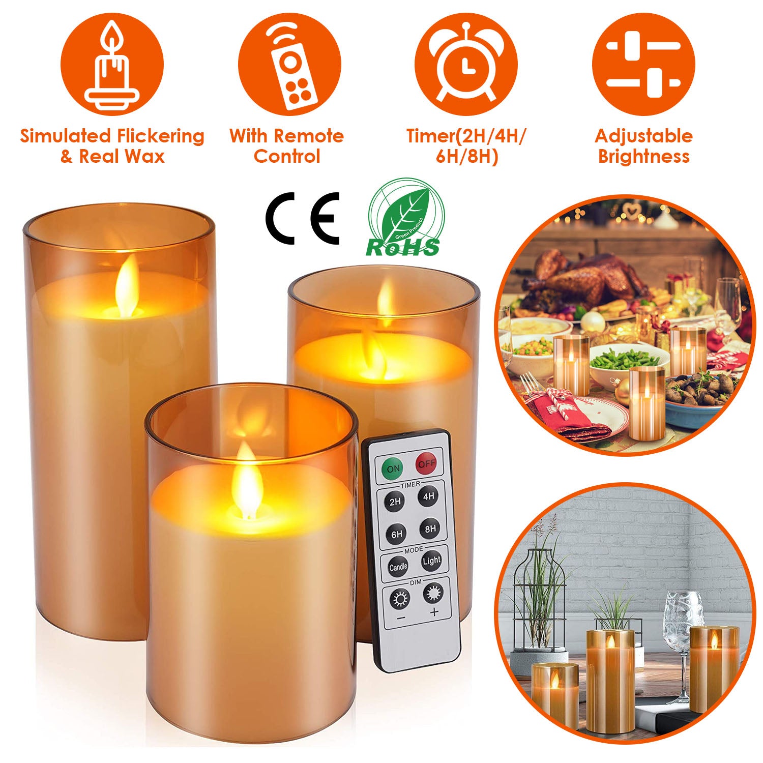 3-Pack: Flameless Battery Operated Candles Store Sale