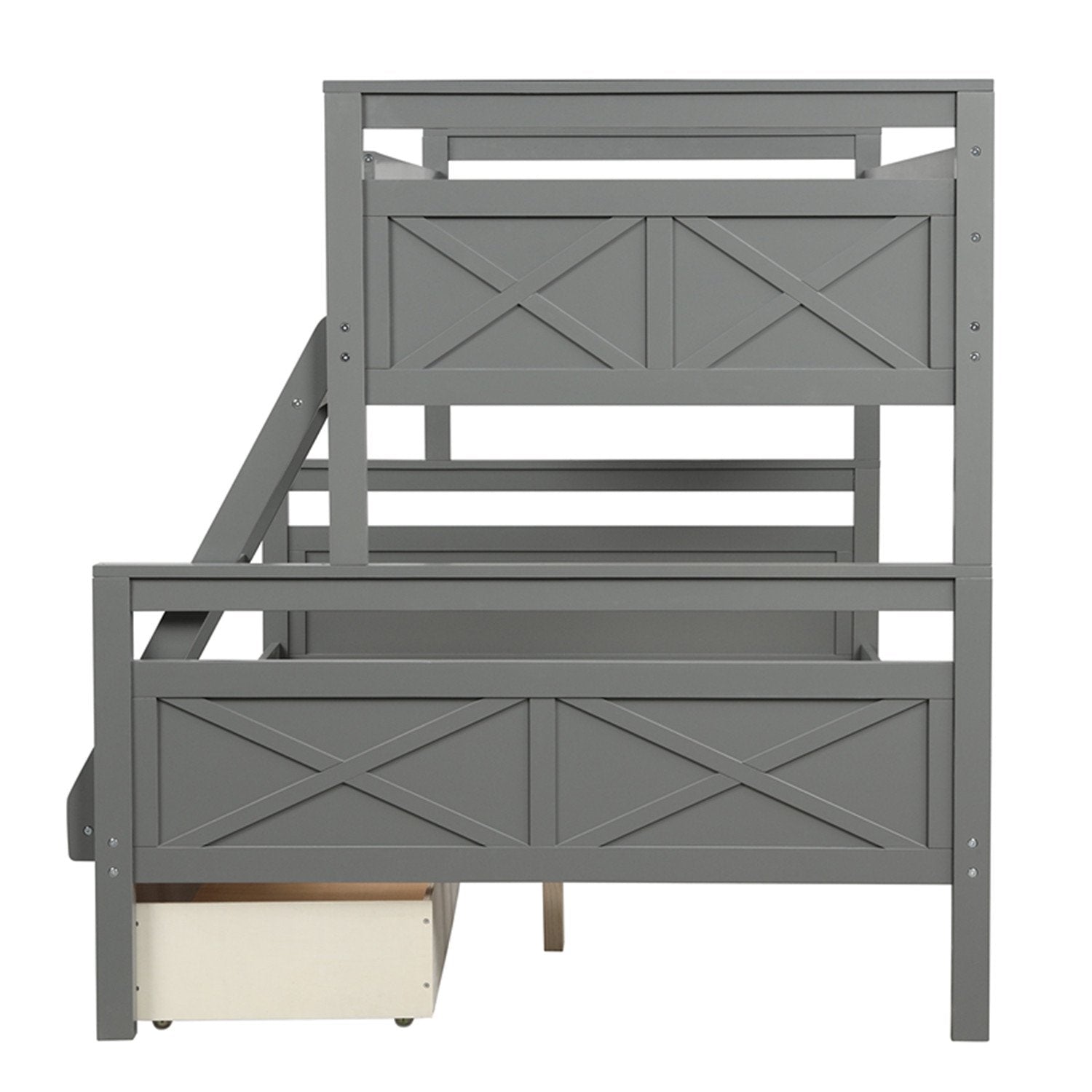 Twin over Full Bunk Bed with 2 Storage Drawers Geniue Stockist Online