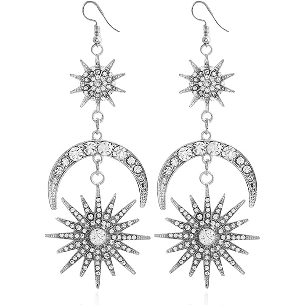 Exaggerated Luxury Sun Moon Stars Drop Earrings Get Authentic Sale Online