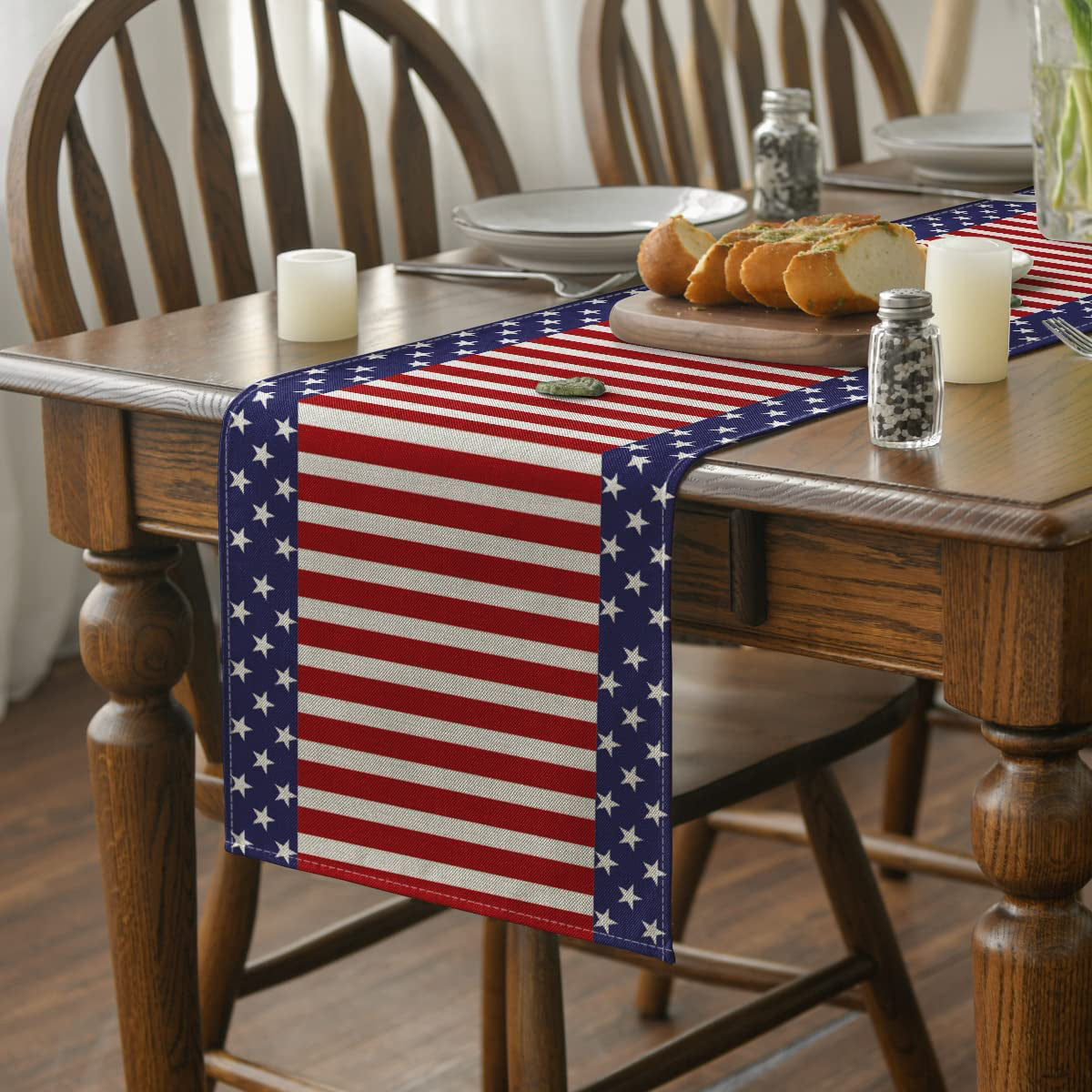 Independence Day Linen Burlap Table Bunting Cheap Sale Sast