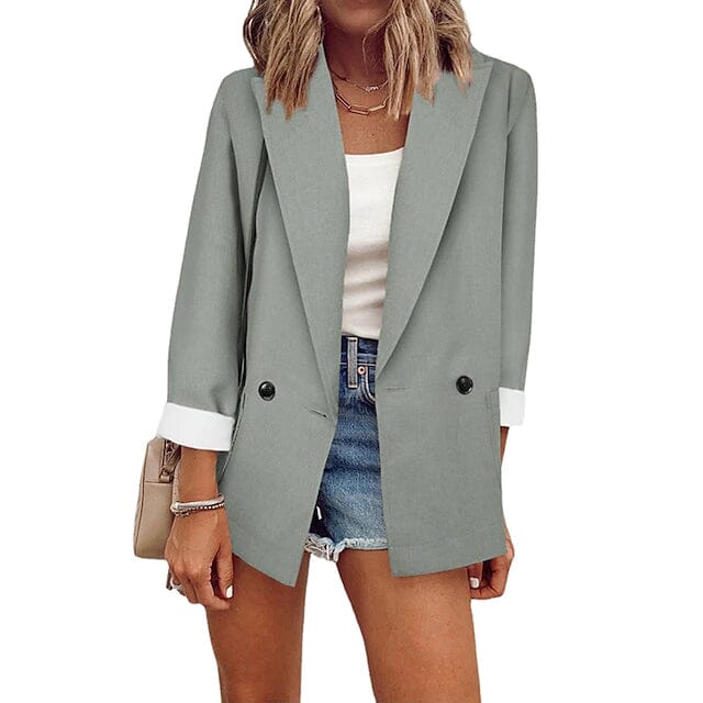 Women's Basic Double Breasted Solid Colored Blazer Sale With Paypal