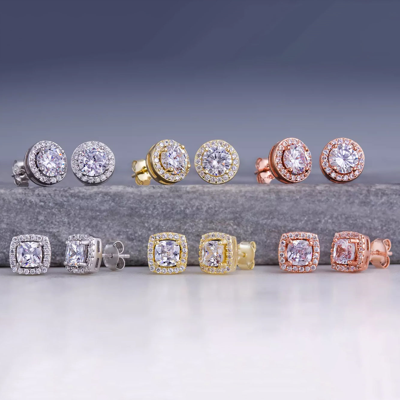 Halo Diamond Stud Earrings Sale 100% Guaranteed