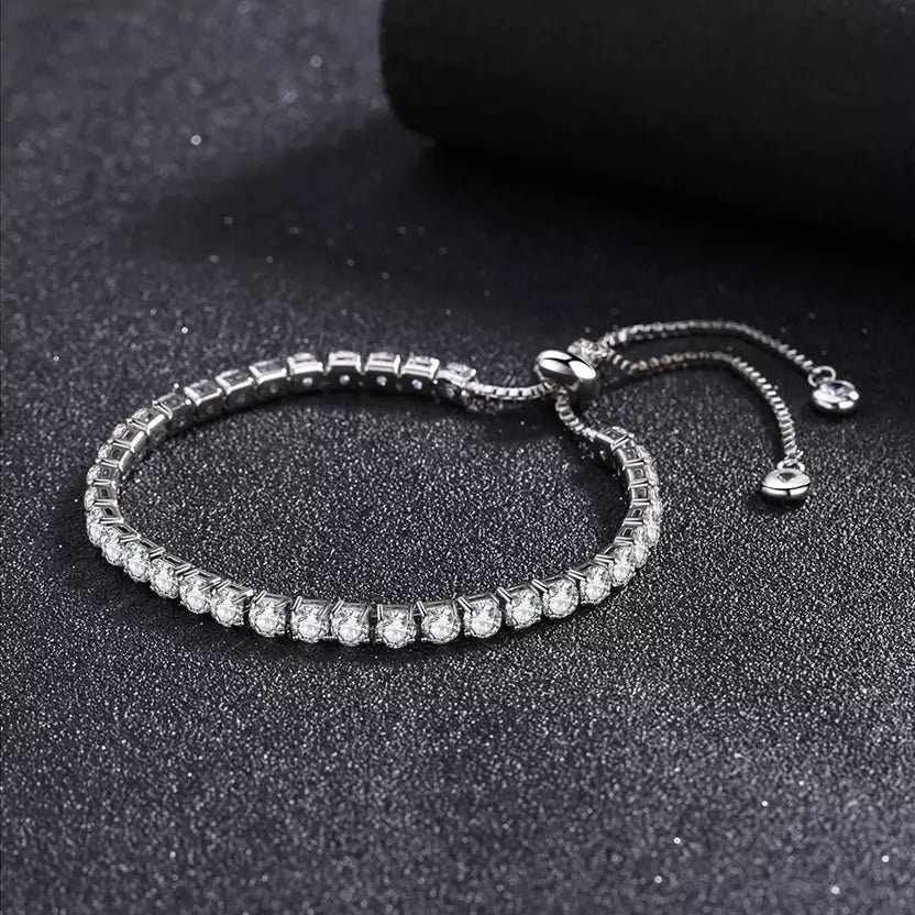 14K White Gold Tennis Bracelets with Crystals from Swarovski Adjustable Marketable Cheap Pice