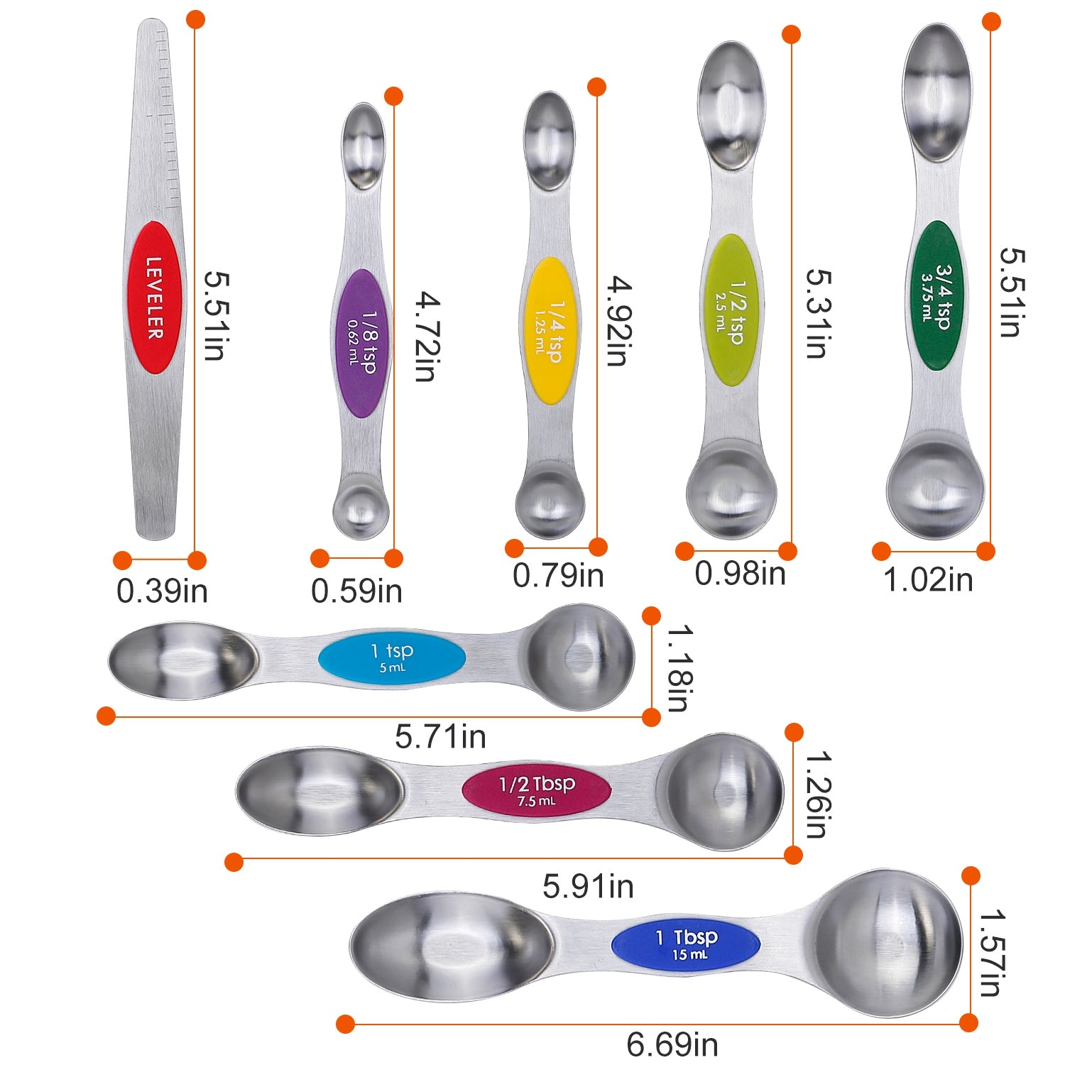 Dual Sided Magnetic Measuring Spoons Sale Good Selling