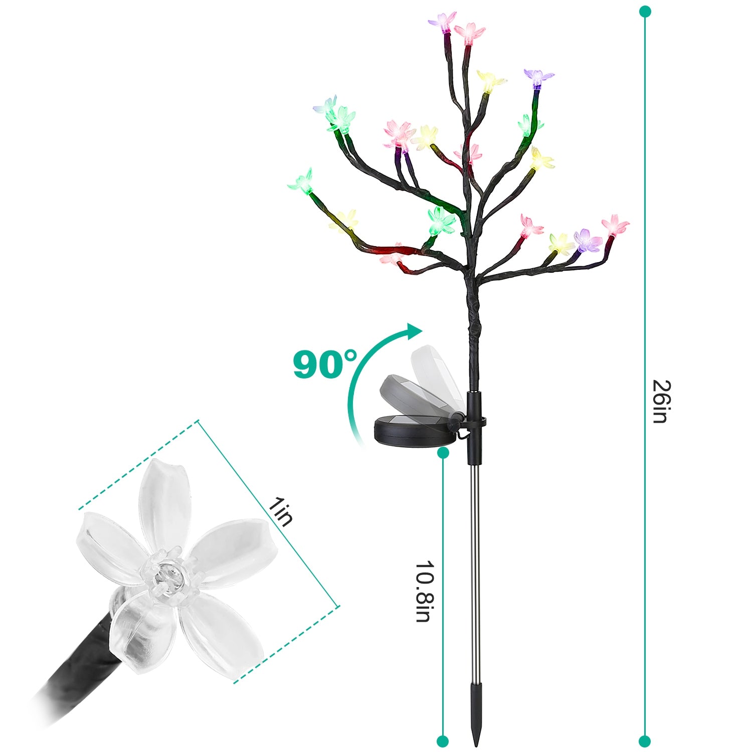 2-Piece: Outdoor Solar Light Cherry Blossom Flower Landscape Light Clearance 2025