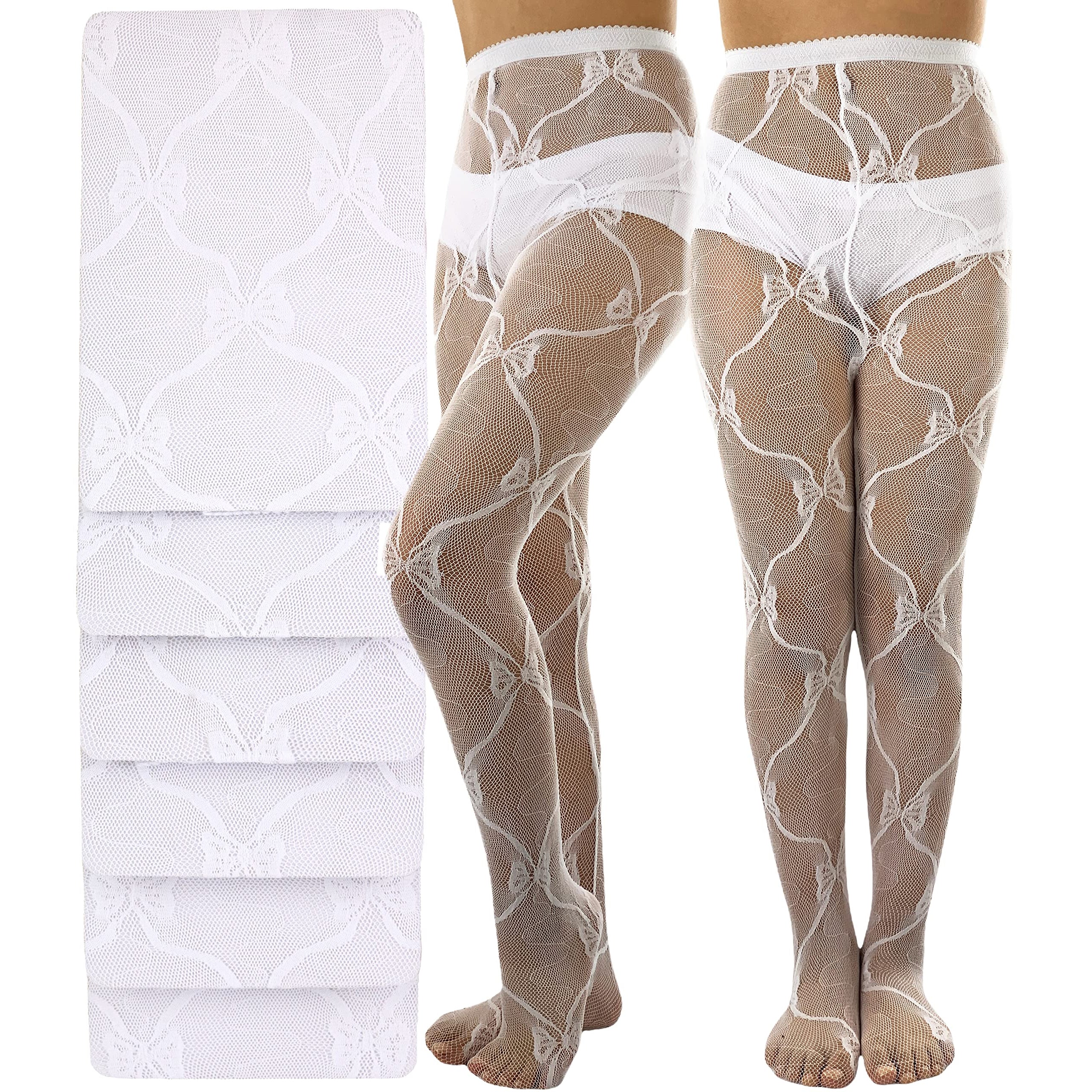 6-Pack: ToBeInStyle Girl's Butterfly Lace Pantyhose Low Cost Sale Online