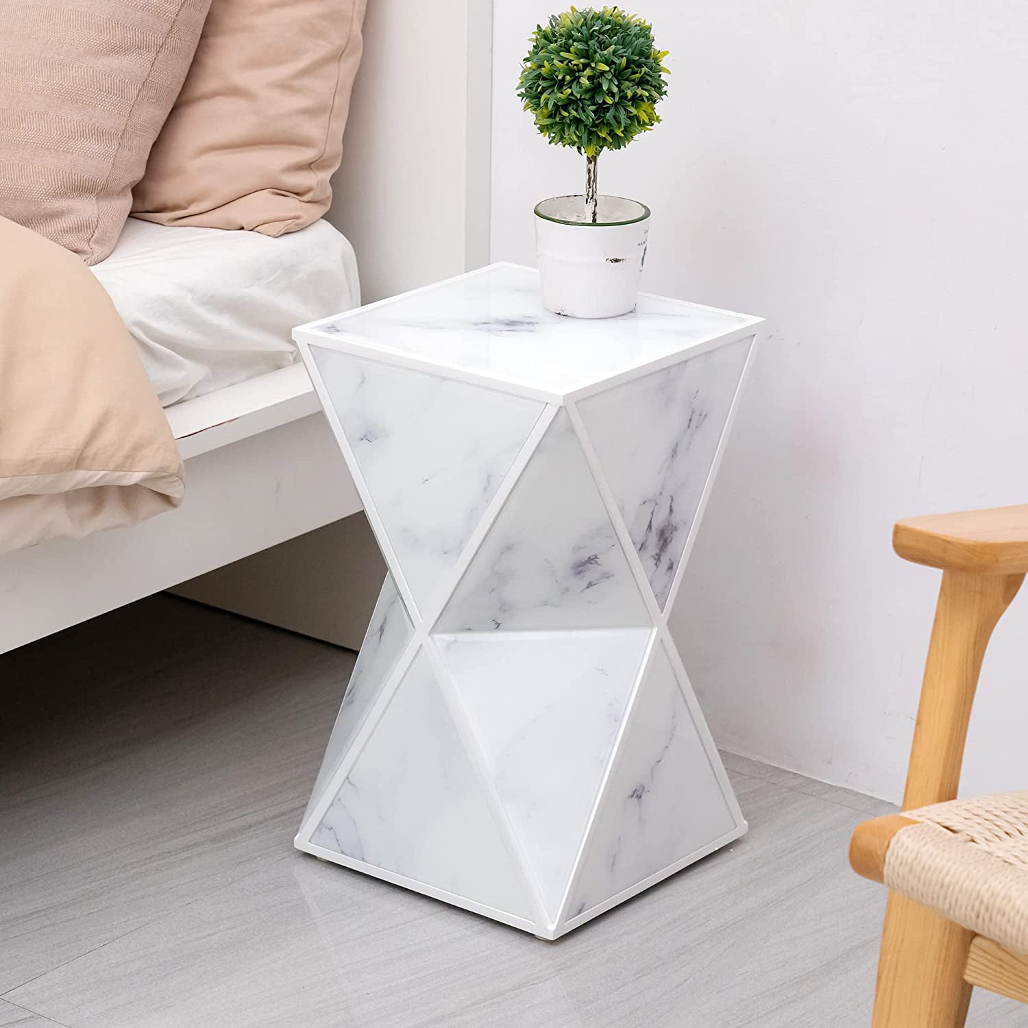 Marble End Table Multi-Face Contemporary Nightstand Original For Sale