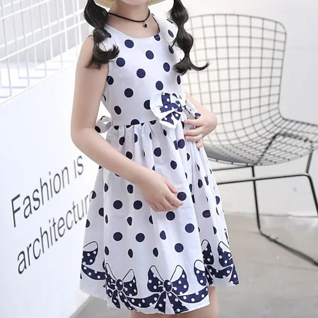 Little Girls' Dress Sundress Polka Dot Casual Lace Trims Print Factory Outlet Cheap Pice