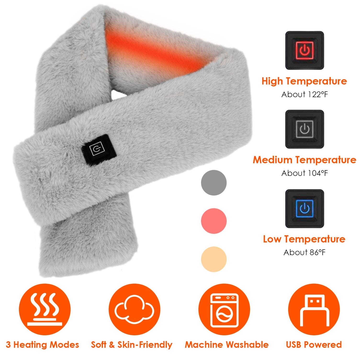 Electric Heated Scarf USB Heating Neck Shawl Soft Warm Scarves with 3 Heating Modes Cheap Brand New Unisex