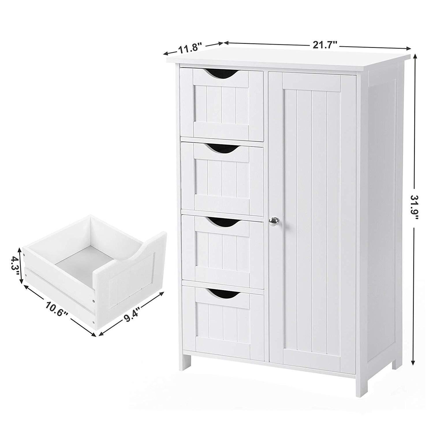 Floor Cabinet Bathroom Organizer with 4 Drawers and Adjustable Shelf Cheap Sale Comfortable