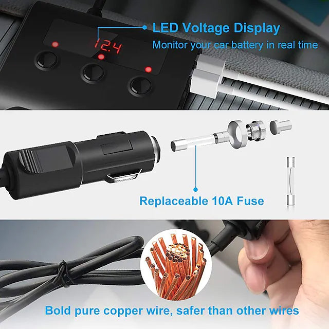 3-Way Car Plug Charger Adapter Outlet For Sale