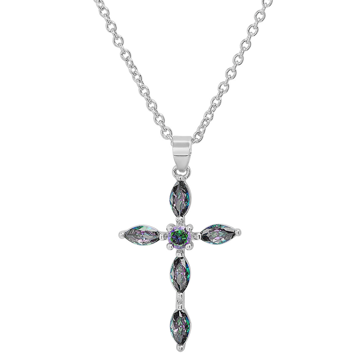 Ladies 18k Gold/White Gold Plated Brass Simulated Cross Pendant Sale With Credit Card