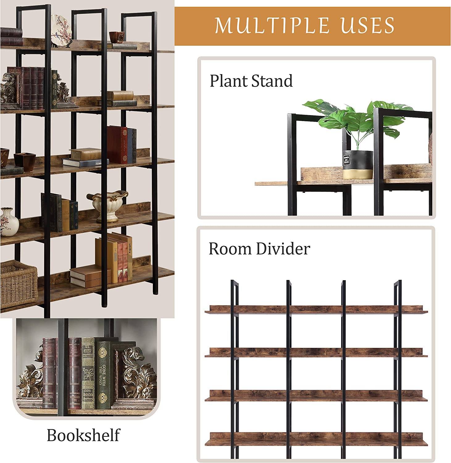 5-Tier Bookcase Tall Bookshelf, Storage Shelf with Metal Frame Discount For Cheap