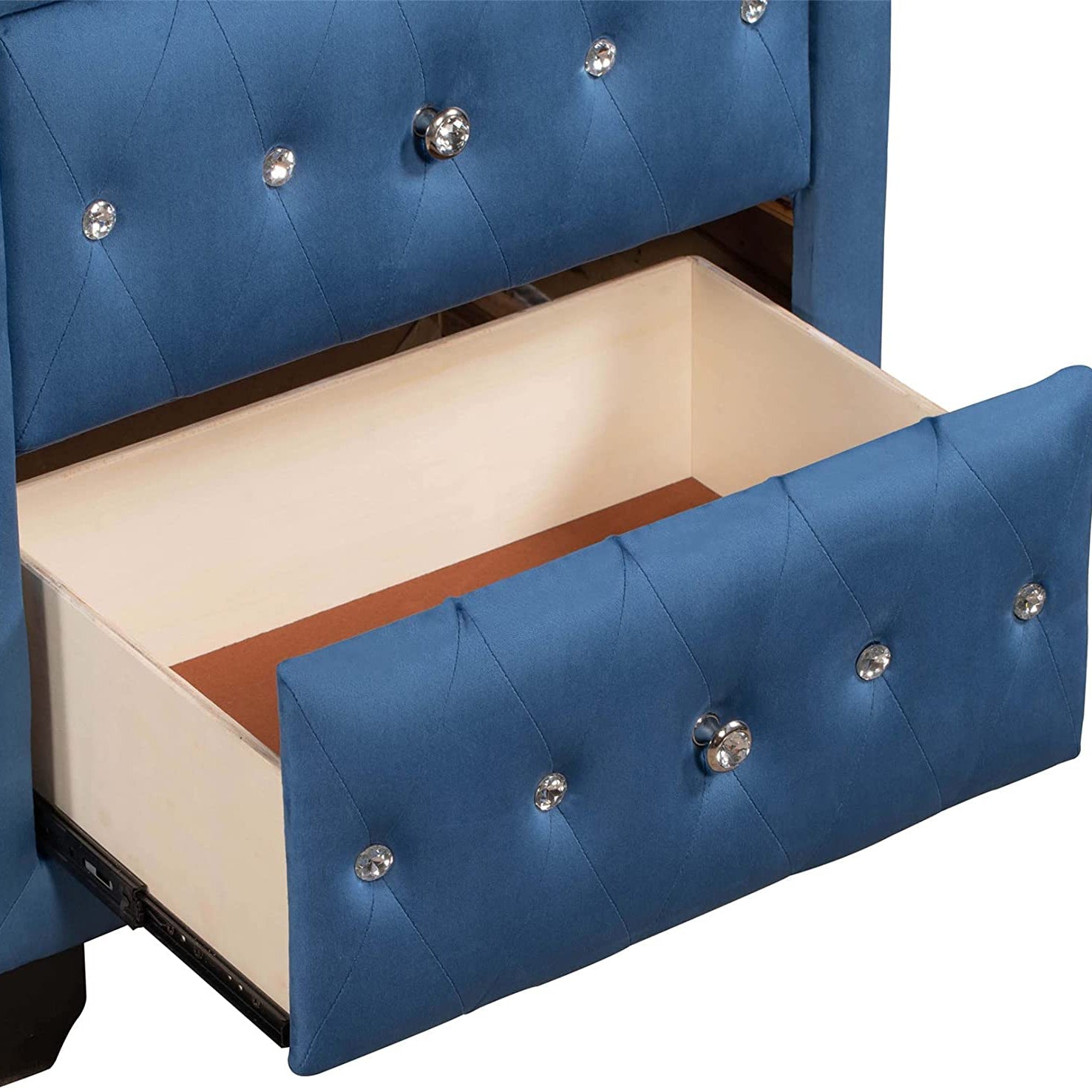 27.9 Tall Bedside Table Blue Upholstered Velvet 2-Drawer Nightstand Websites Online