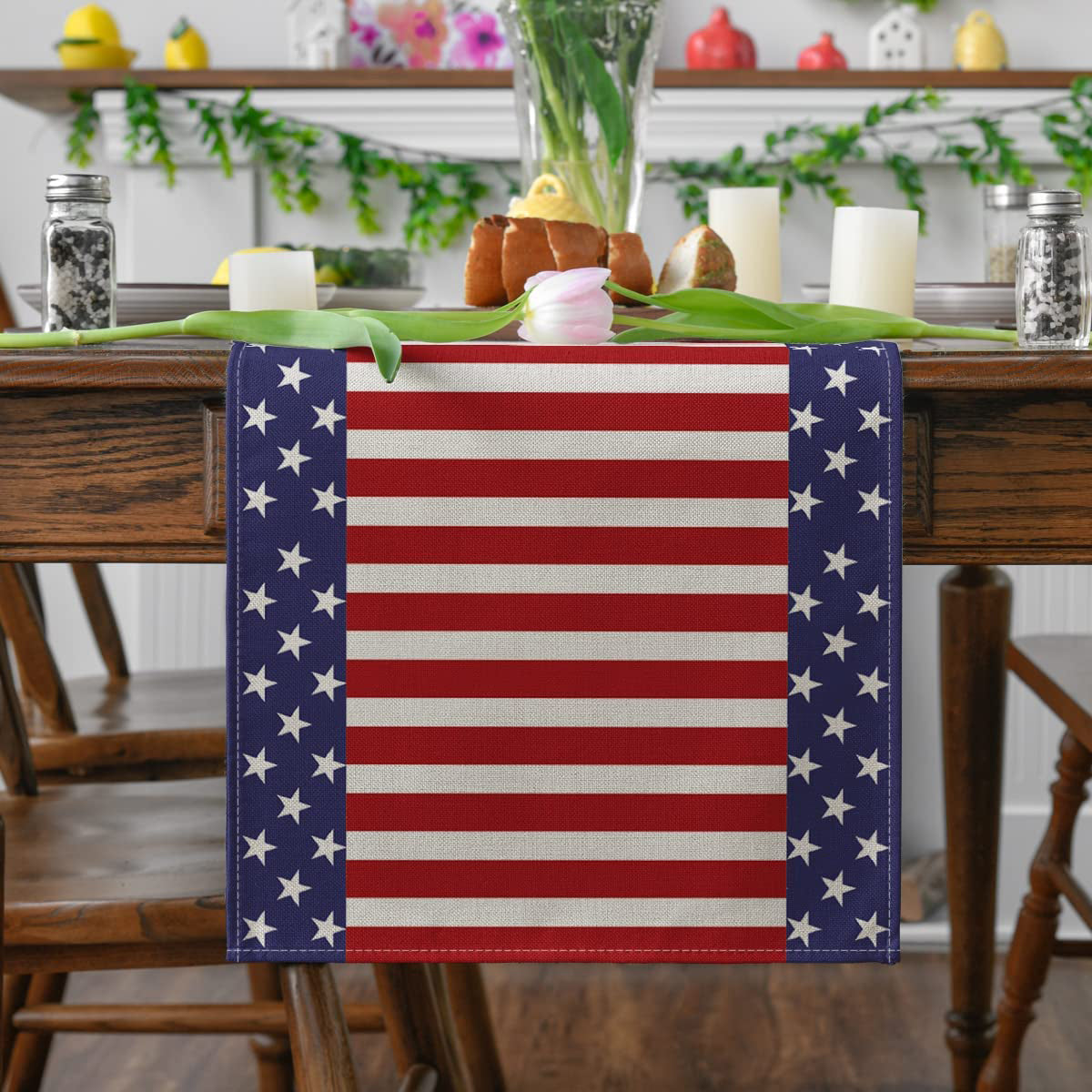 Independence Day Linen Burlap Table Bunting Cheap Sale Sast