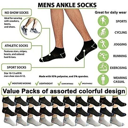 10-Pairs: Men's Active Low-Cut Ankle Socks Discount Professional