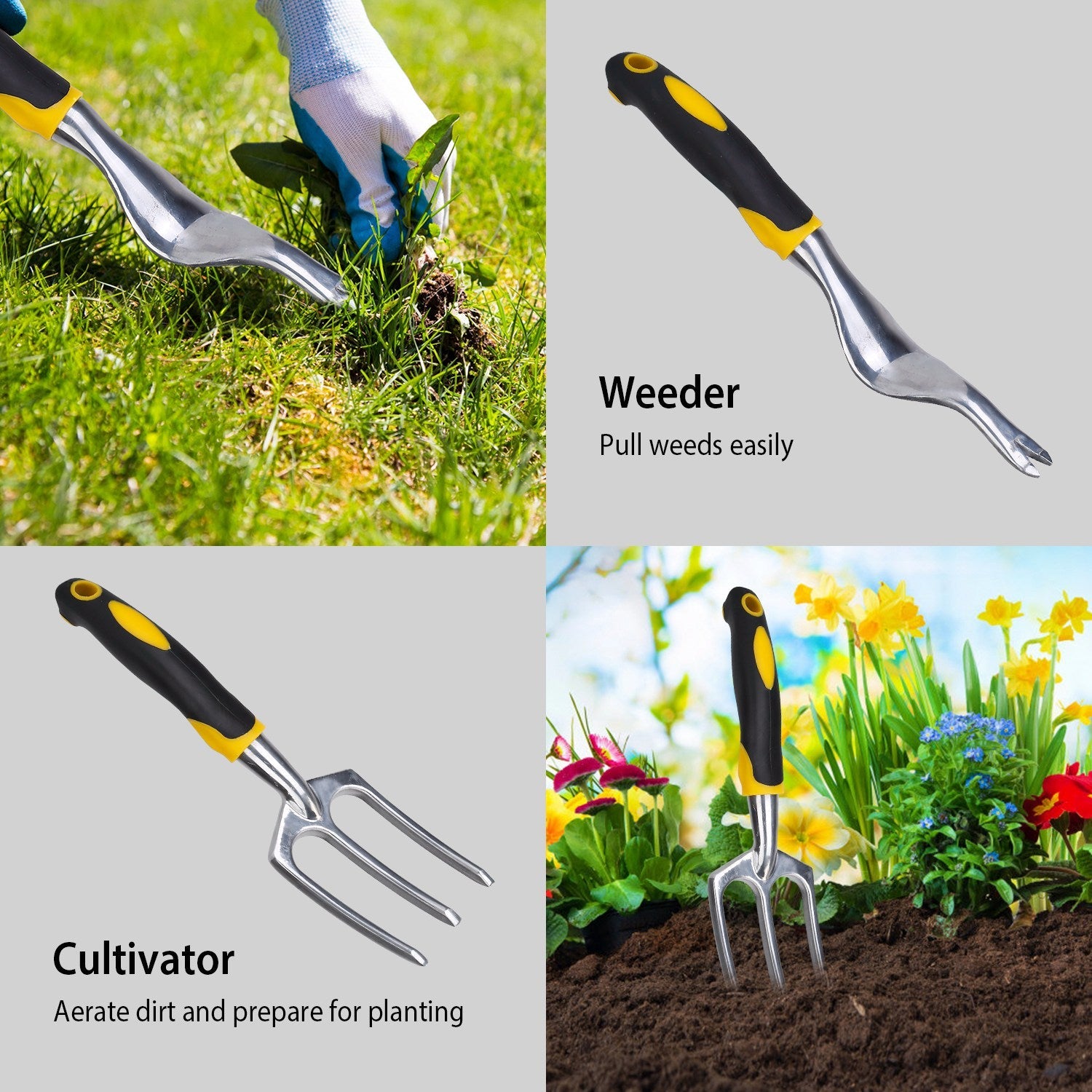 5-Pieces Set: Heavy Duty Garden Tool Set with Non-Slip Handle Clearance Wholesale Pice