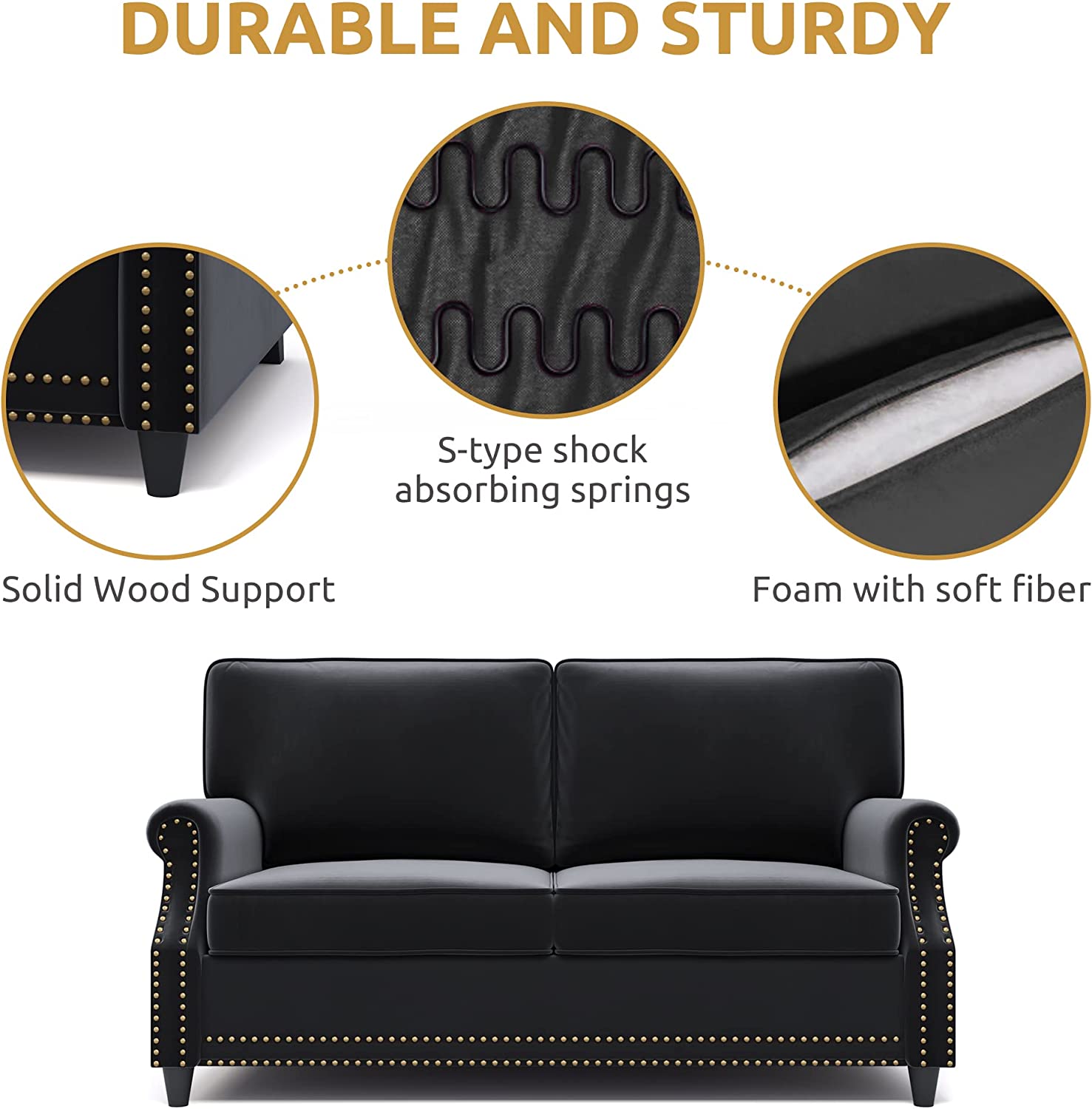 Velvet Roll Up Arm Chair Loveseat with Nail Head Discount Big Discount