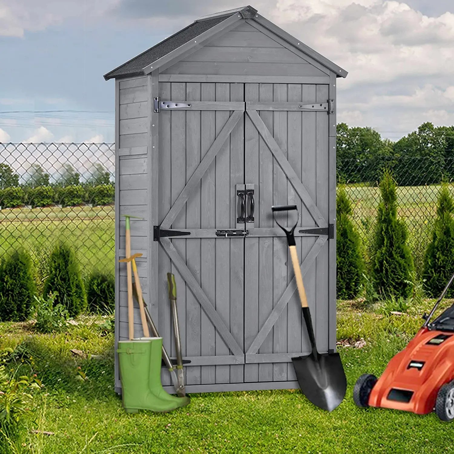 Outdoor Wood Tilt Storage Shed Tool Organizer with Waterproof Asphalt Roof Cheap Lowest Pice