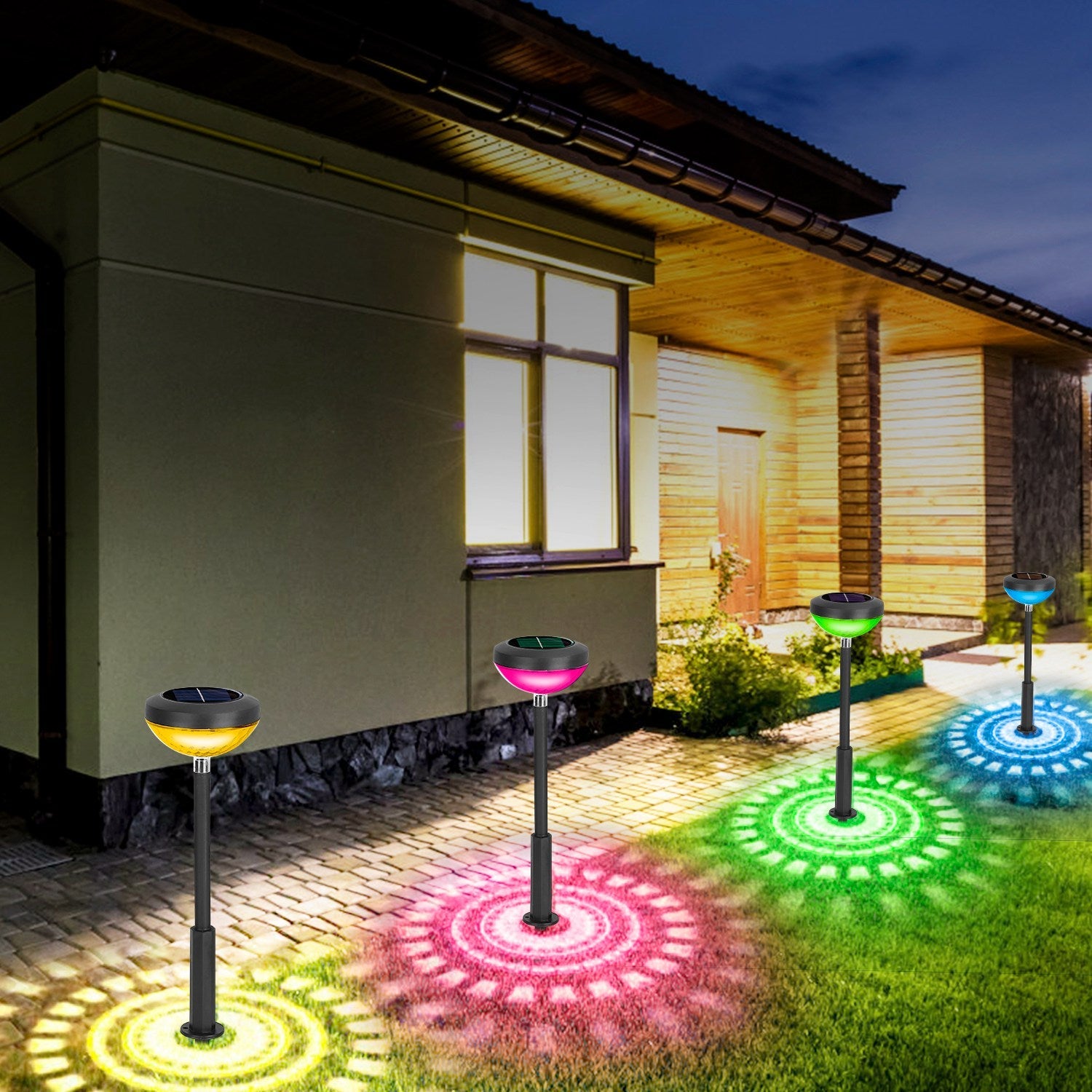 4-Pack: Solar Pathway Color Changing Garden Light Pay With Visa Cheap Pice