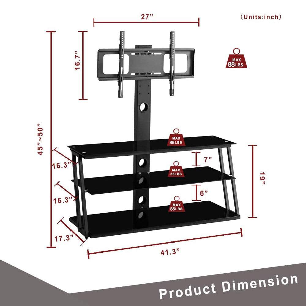 Swivel Floor TV Stand with Angle and Height Adjustable Tempered Glass TV Stand Best Store To Get Cheap Online