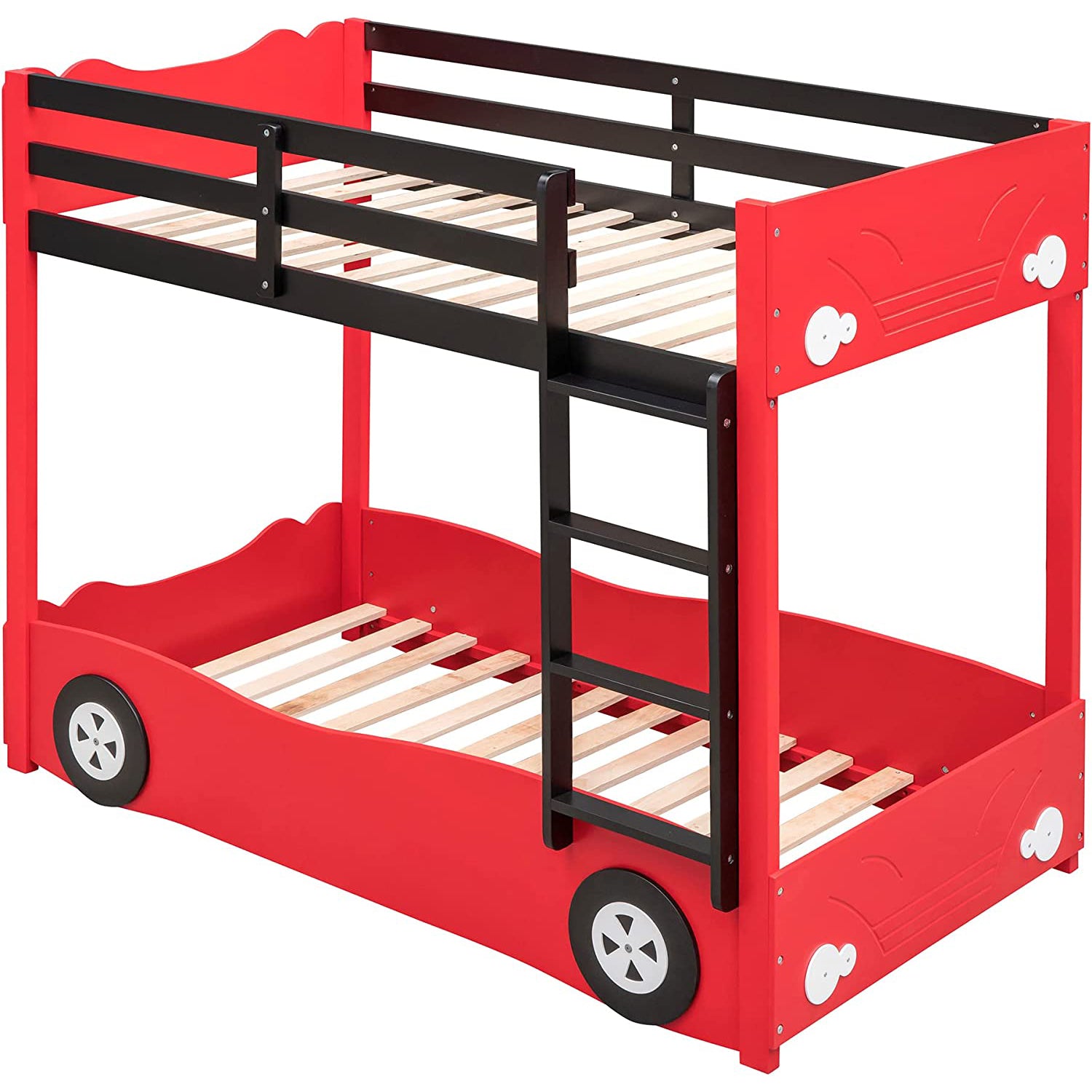 Twin Size Car-Shaped Bunk Bed with Wheels Sale Fashion