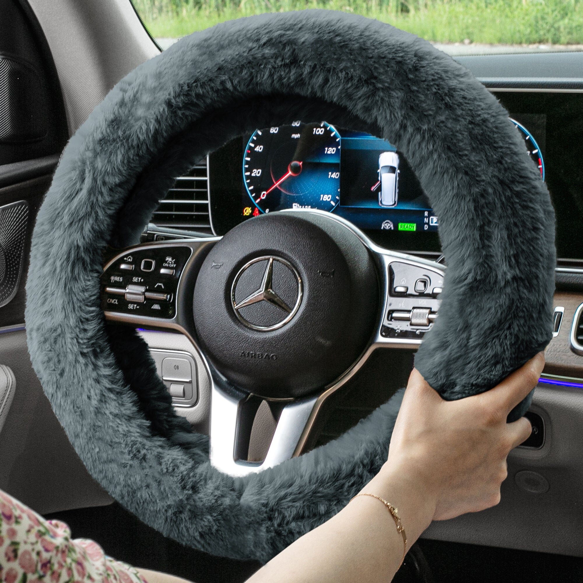 Doe16 Faux Rabbit Fur Steering Wheel Cover Outlet Choice