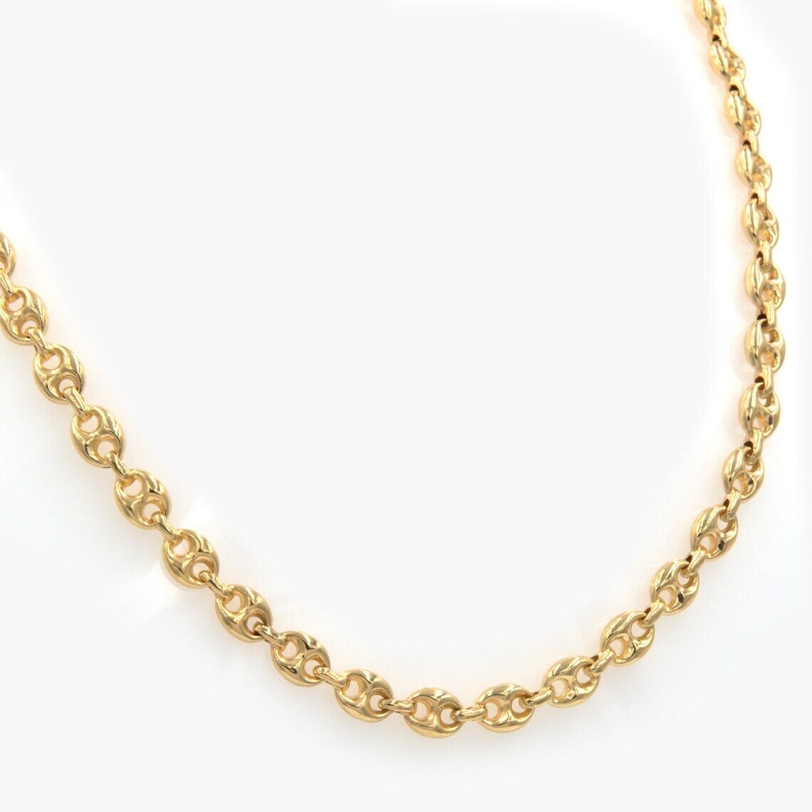 14K Solid Yellow Gold 3mm Puff Mariner Link Necklace Bracelet with Lobster Clasp Free Shipping Best Pices