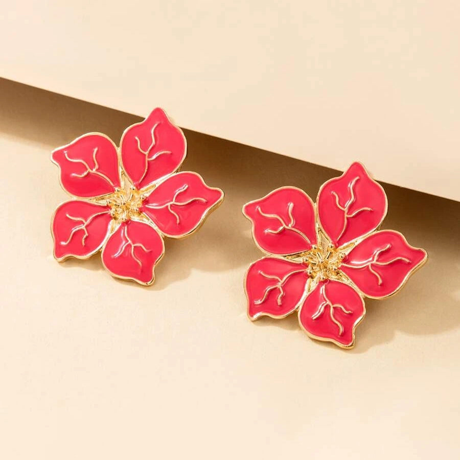 4-Pairs: Women's Textured Metal Flower Design Stud Earrings Free Shipping Footlocker Finishline