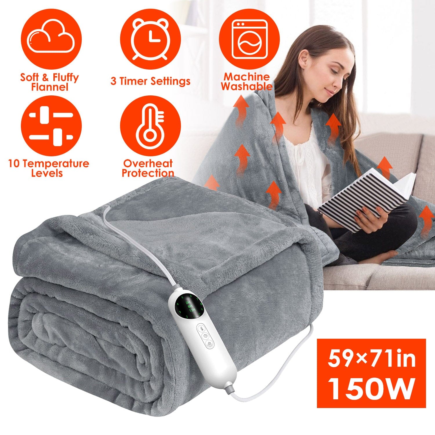 Electric Heated Throw Flannel Heated Blanket Reliable Sale Online