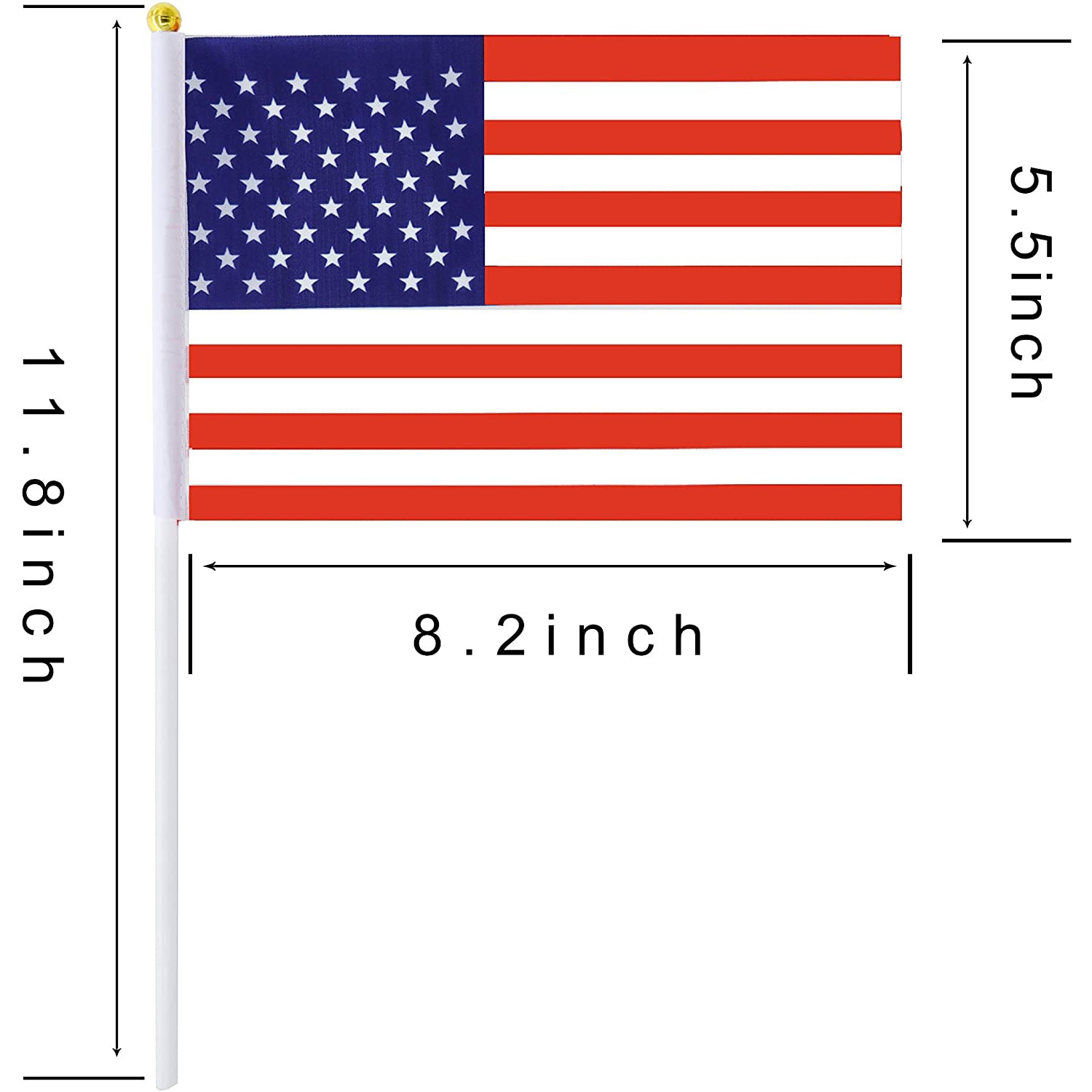 100-Pack: Handheld Small Miniature American Flag Comfortable