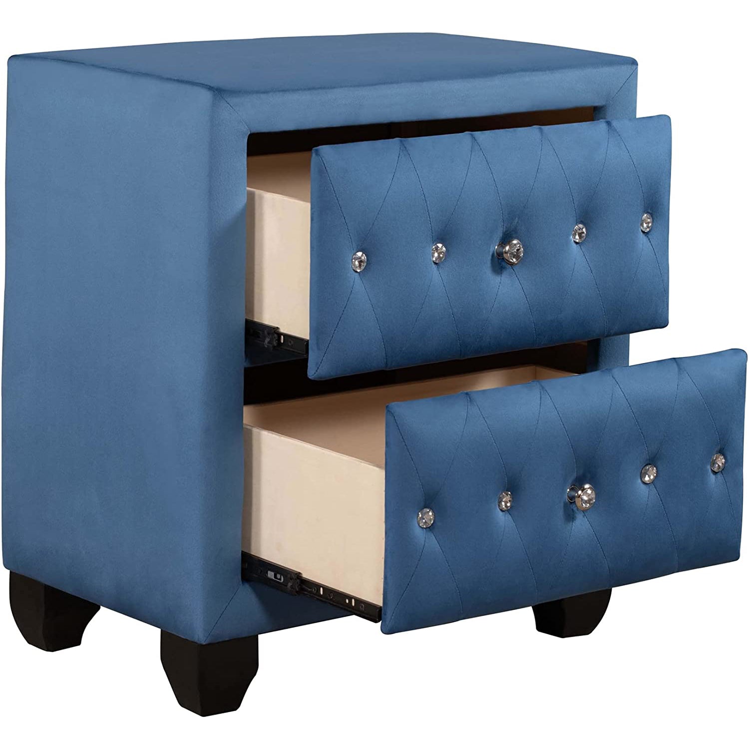 27.9 Tall Bedside Table Blue Upholstered Velvet 2-Drawer Nightstand Websites Online