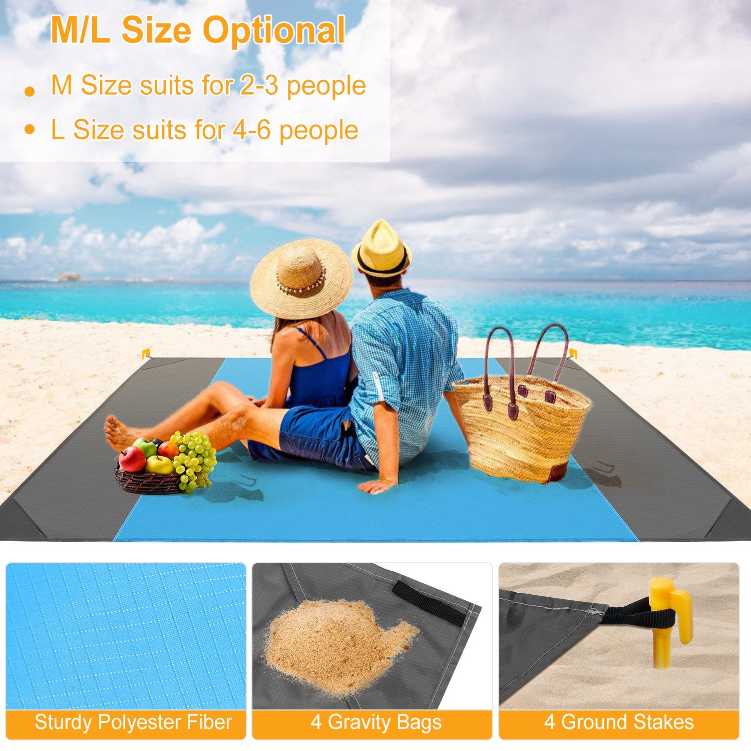 Sand Proof Picnic Blanket with 4 Anchors Cheap Sale Geniue Stockist