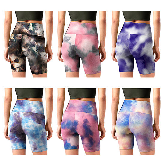 5-Pack: Women's High Waisted Tie Dye Athletic Biker Shorts Pay With Paypal Online