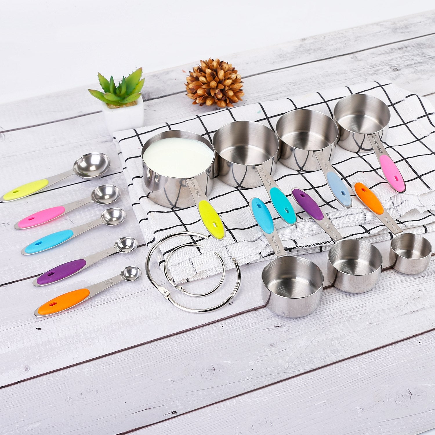 12-Piece: Stainless Steel Measuring Cups Spoons Set Free Shipping For Sale