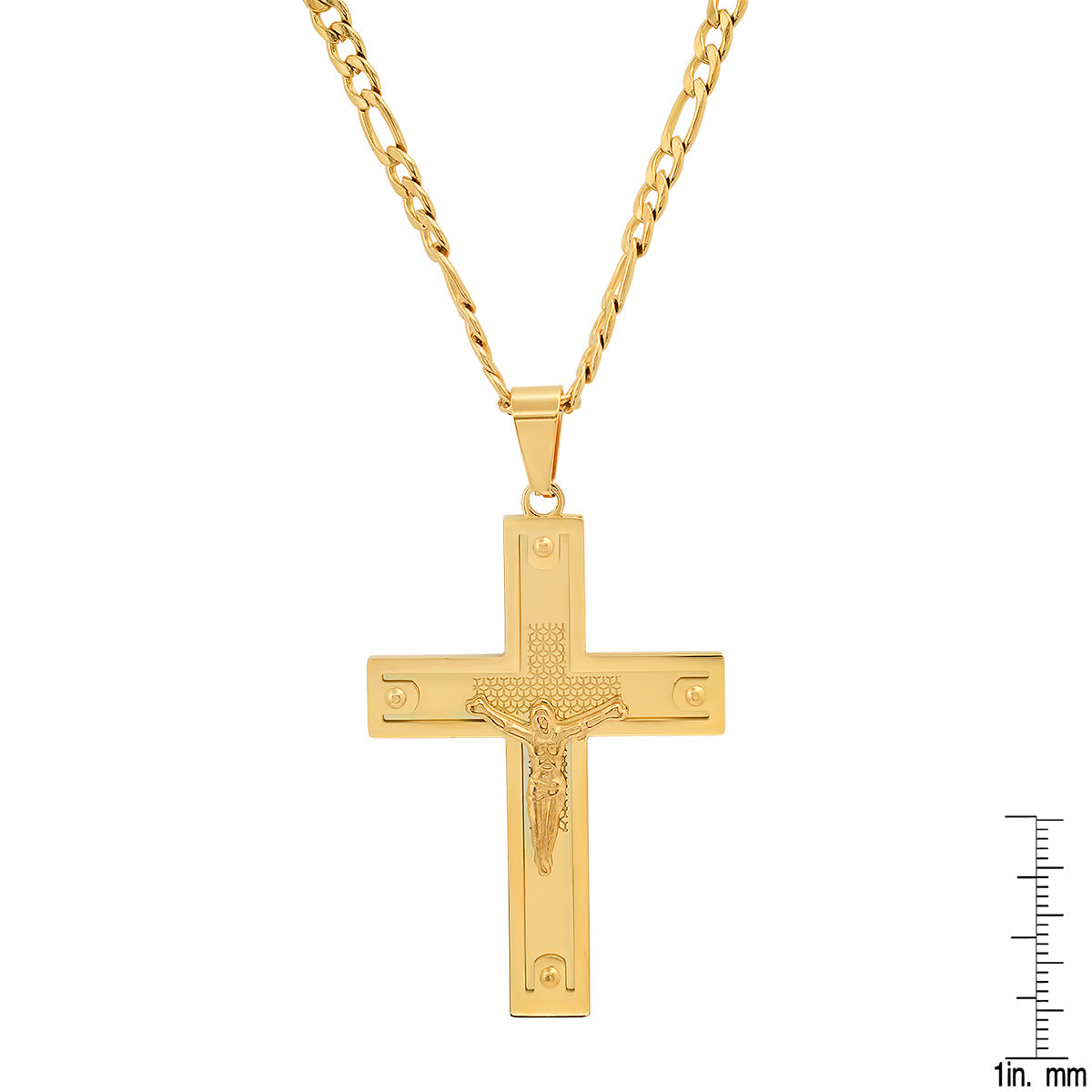 Men's Stainless Steel Crucifix Pendant with Studs Cheap Sale Excellent