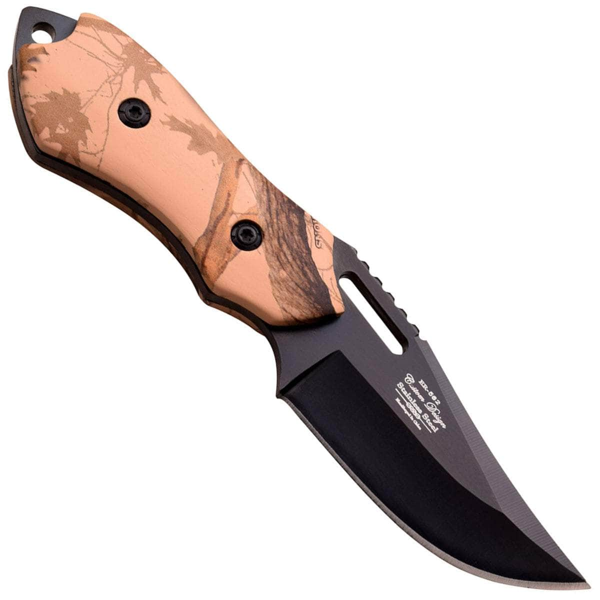 Elk Ridge Mosquito Fixed Blade, 3 Blade, Camp Wood Handle, Sheath - ER-562BC Clearance Geniue Stockist