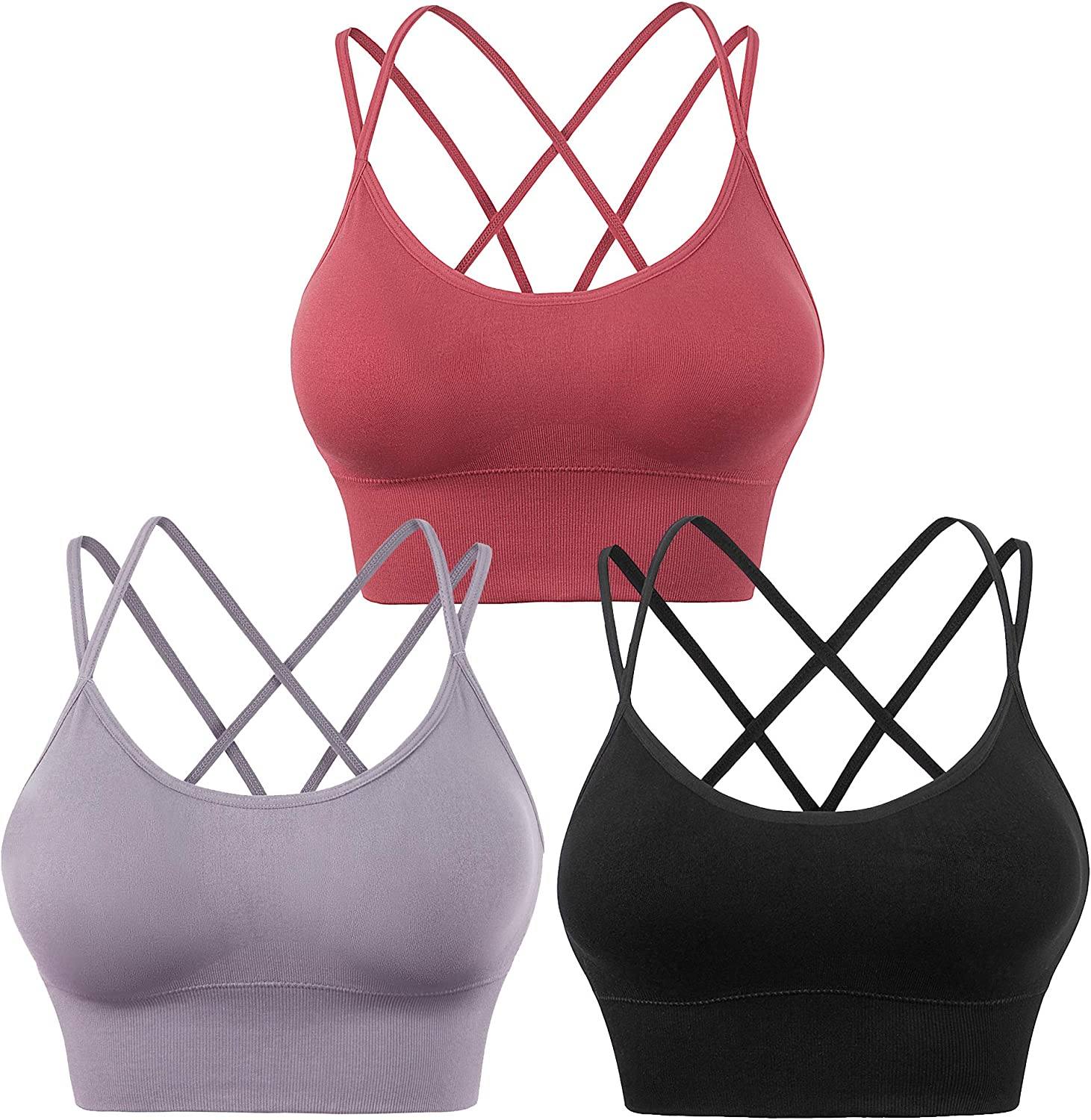 3-Pack: Women's Padded Spaghetti Strap Crisscross Bra Quality Original