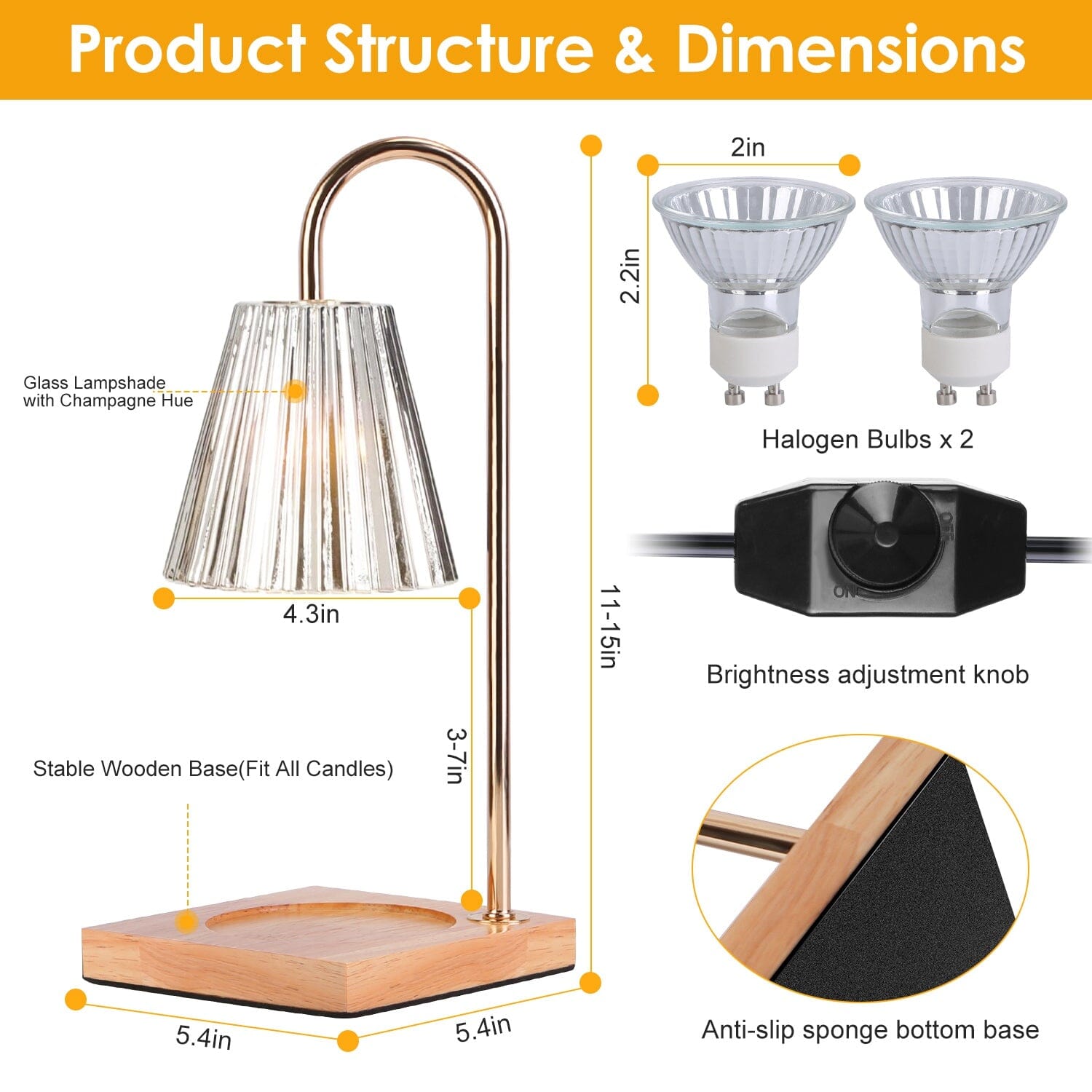 Electric Wax Melt Warmer Lamp Dimmable with 2 GU10 Bulbs 3-7in Adjustable Height 360 Rotatable Collections Cheap Pice