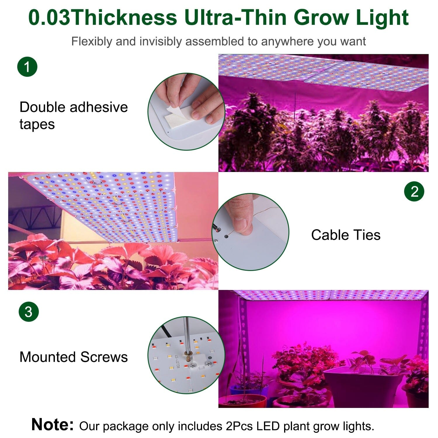 2-Pieces: Ultra-Thin LED Grow Lights for Indoor Plants with 126 LEDs Top Quality Cheap Pice