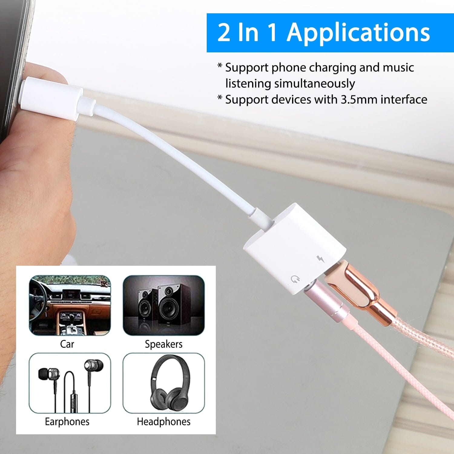 2-in-1 3.5mm Headphone Adapter Charger Audio Splitter Dongle Buy Cheap Shop