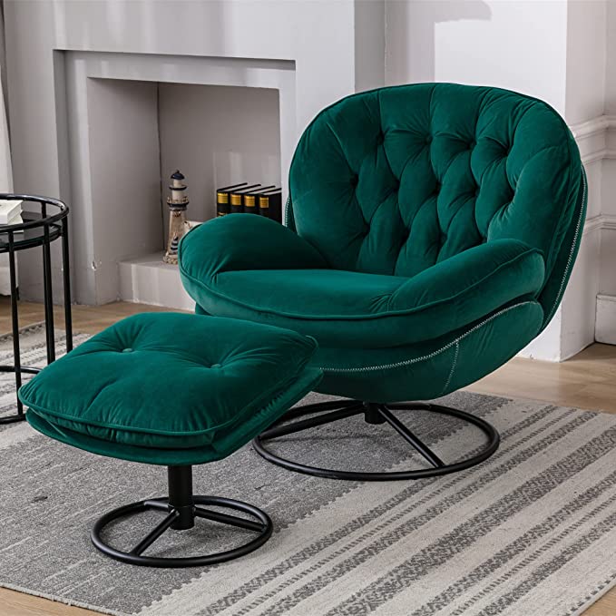 Velvet Swivel Accent Chair with Ottoman Set Cheap Sale Reliable