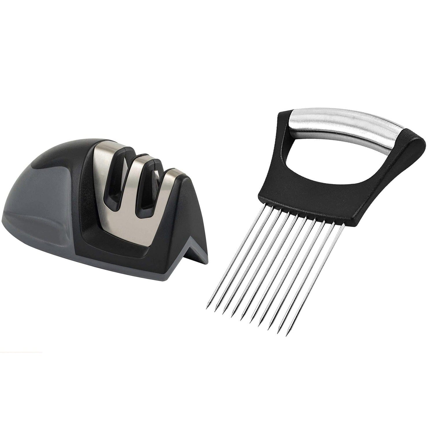 2-Pack: Ultra Sharp Knife Sharpener and Stainless Steel Vegetable and Meat Slicer Holder Finishline