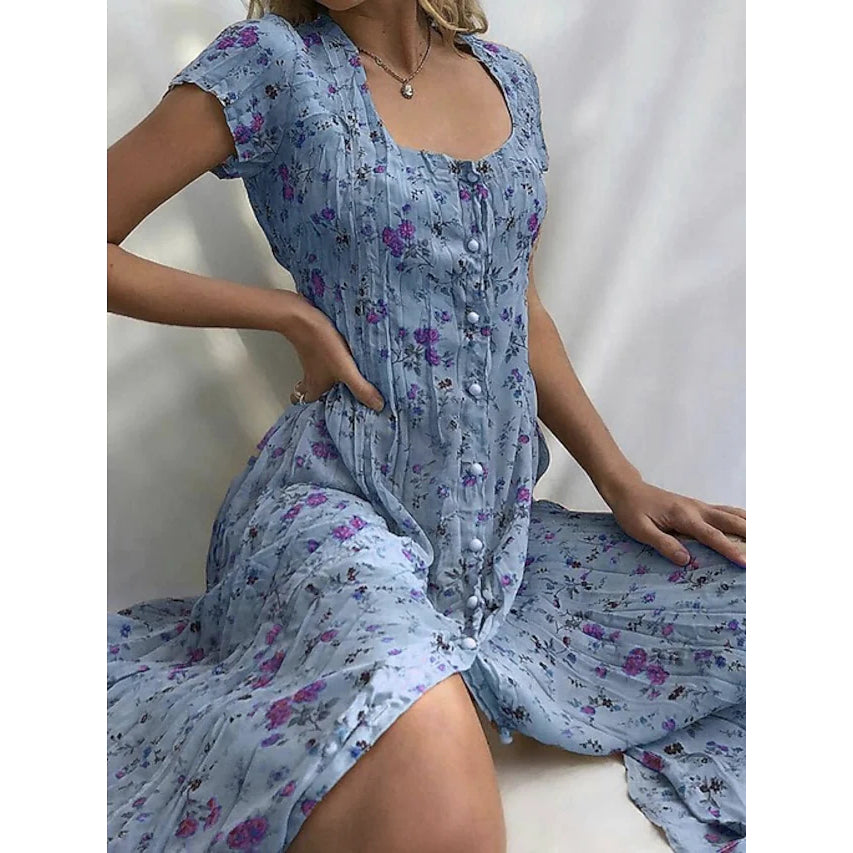 Women's Shift Short Sleeve Floral Print Dress 2025 Unisex For Sale