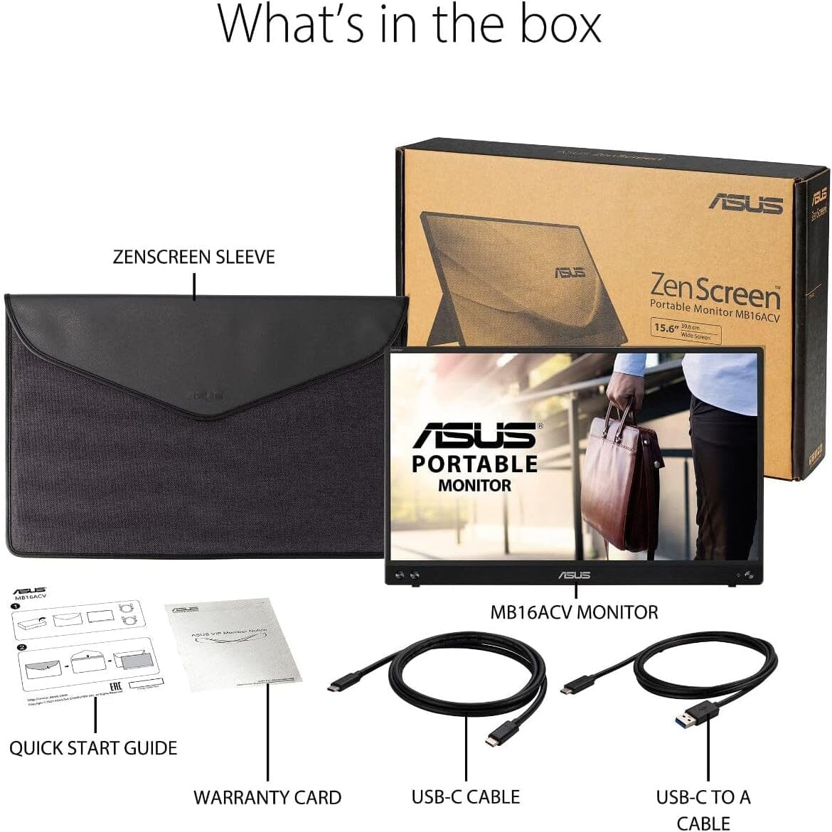 ASUS ZenScreen 15.6” 1080P Portable USB Monitor (MB16ACV) (Refurbished) Outlet New Arrival